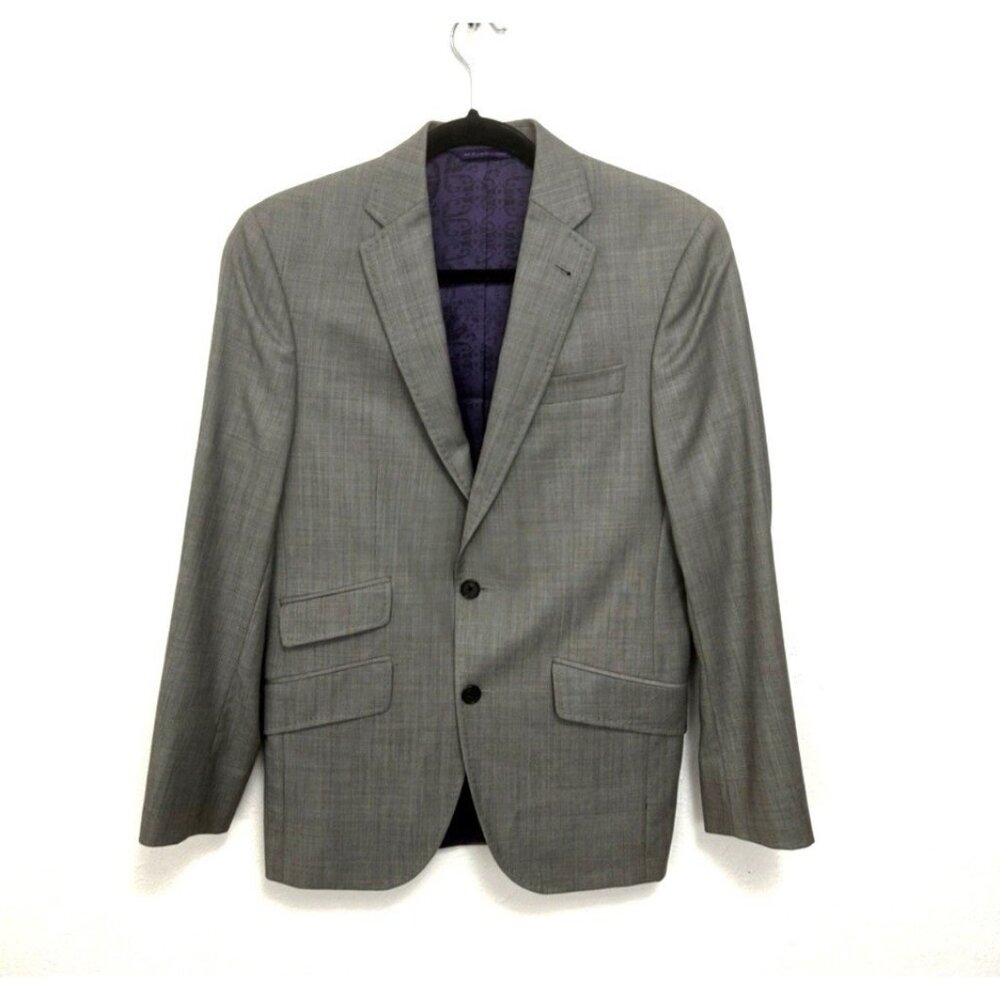 Ted Baker Wool Blazer Sz 36S Grey Endurance Fit Sport Coat Suit Jacket 2 Button